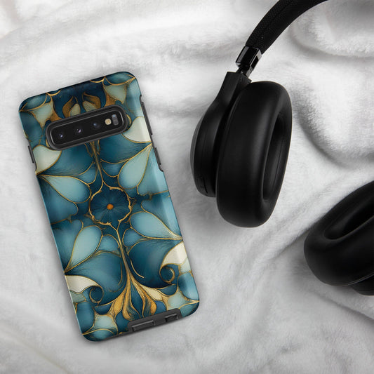 Tough case for Samsung® Weekender Set - Geometrical design teal, light & dark blues Phone Accessories Savvishly Savvique Samsung Galaxy S10 