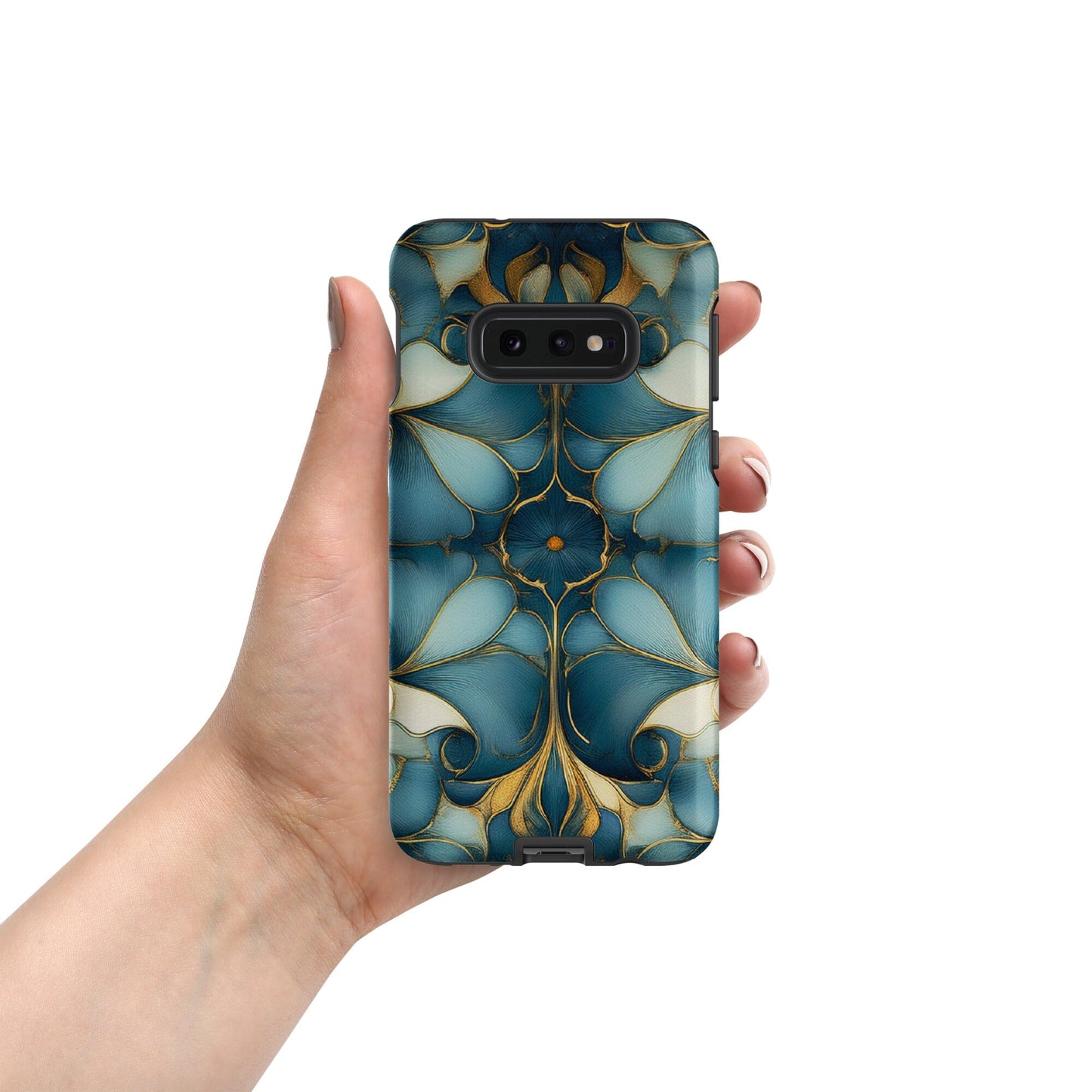 Tough case for Samsung® Weekender Set - Geometrical design teal, light & dark blues Phone Accessories Savvishly Savvique Samsung Galaxy S10e 