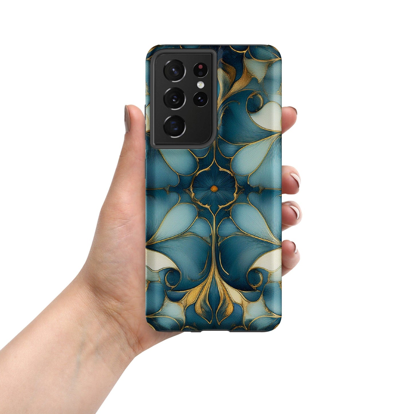 Tough case for Samsung® Weekender Set - Geometrical design teal, light & dark blues Phone Accessories Savvishly Savvique Samsung Galaxy S21 Ultra 