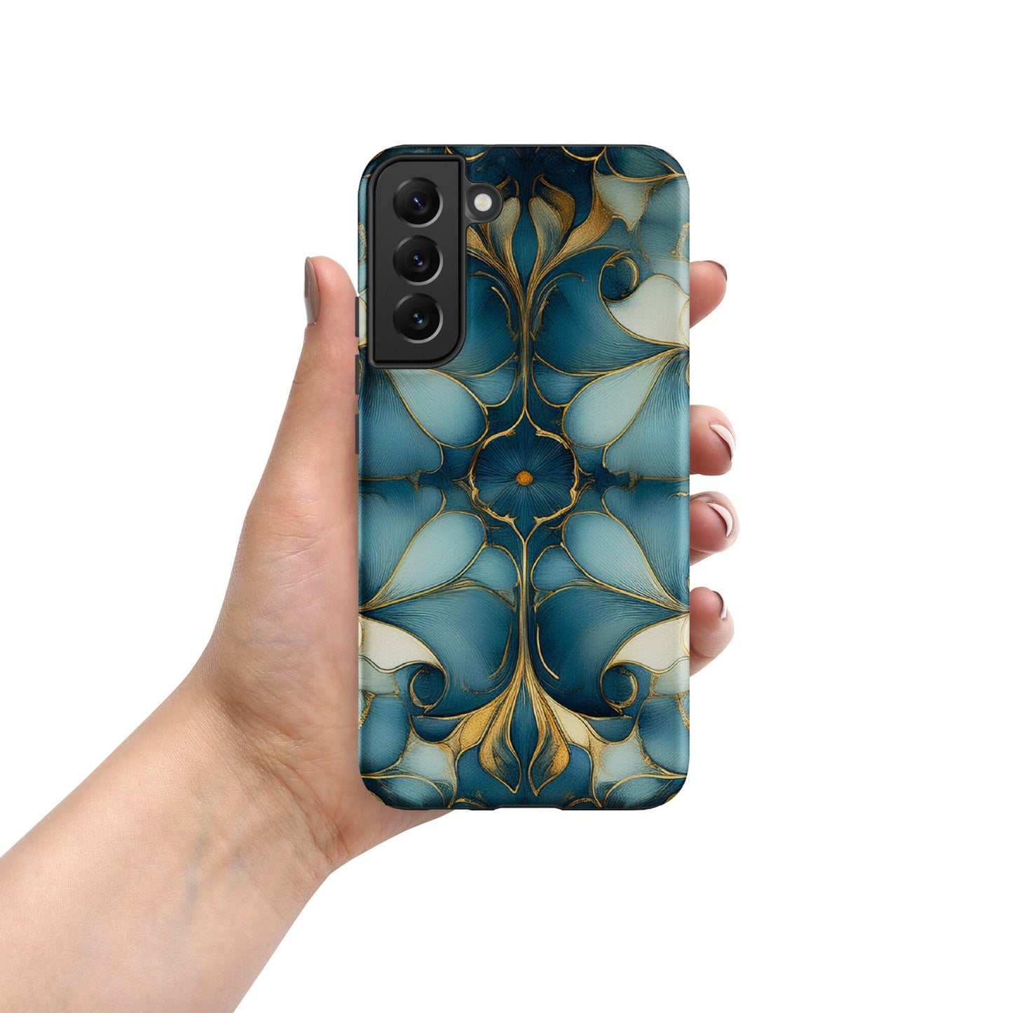 Tough case for Samsung® Weekender Set - Geometrical design teal, light & dark blues Phone Accessories Savvishly Savvique Samsung Galaxy S22 Plus 