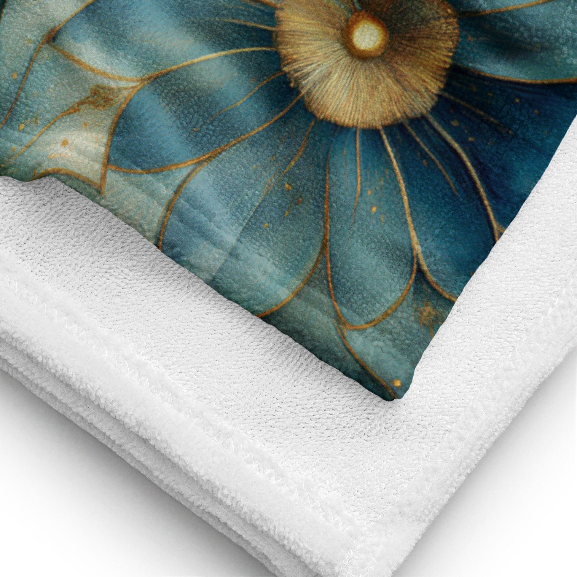 Towel Weekender set - Floral design in teal, light & dark blues Beach & Bath Savvishly Savvique 