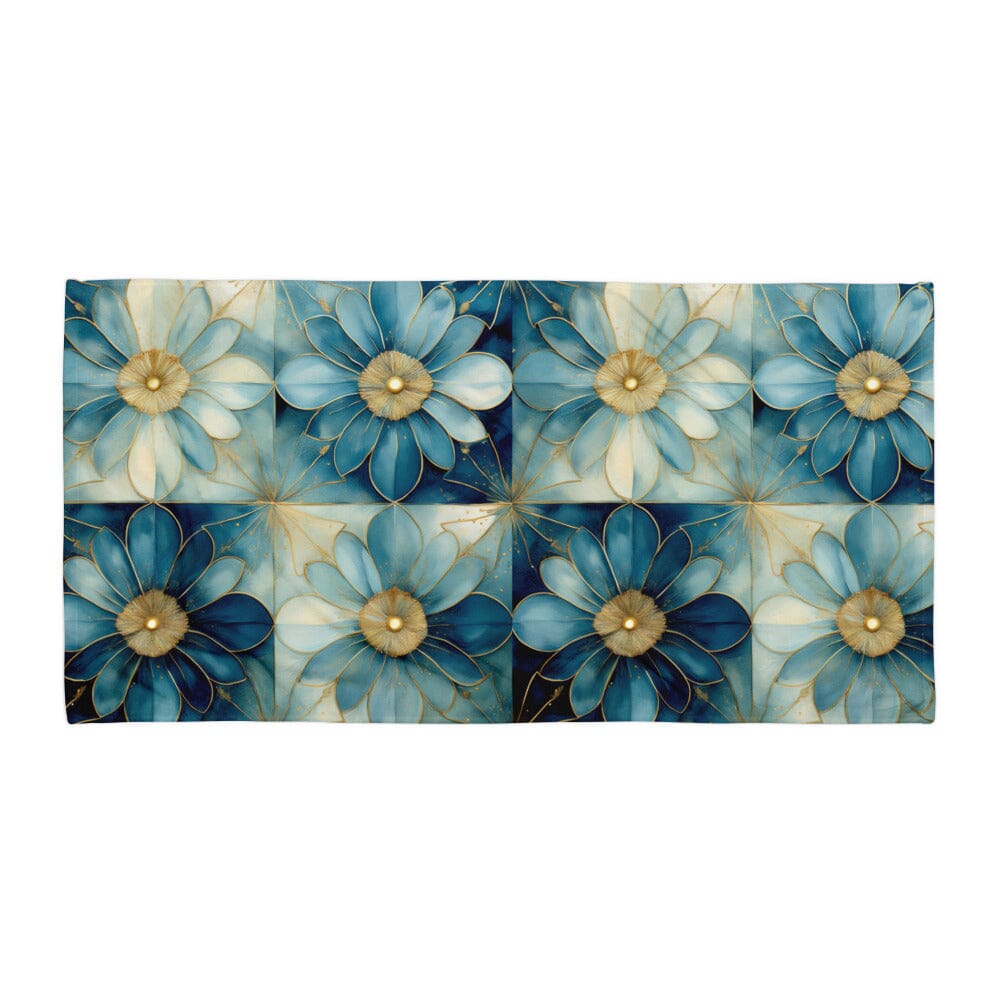 Towel Weekender set - Floral design in teal, light & dark blues Beach & Bath Savvishly Savvique 