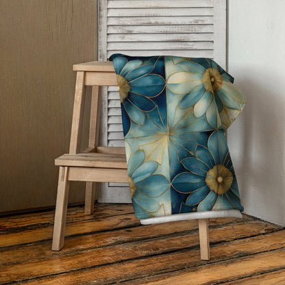 Towel Weekender set - Floral design in teal, light & dark blues Beach & Bath Savvishly Savvique 