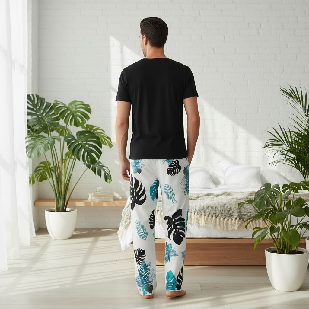 Tropical Lux Men's Pajama Pants with Pockets - Lightweight Lounge Trousers Men Pajama Trousers w/ Pockets-N(Sets02) Savvishly Savvique 