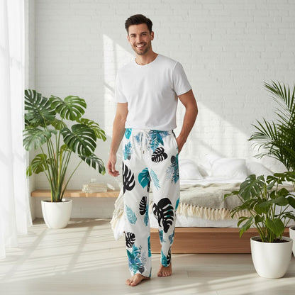 Tropical Lux Men's Pajama Pants with Pockets - Lightweight Lounge Trousers Men Pajama Trousers w/ Pockets-N(Sets02) Savvishly Savvique 