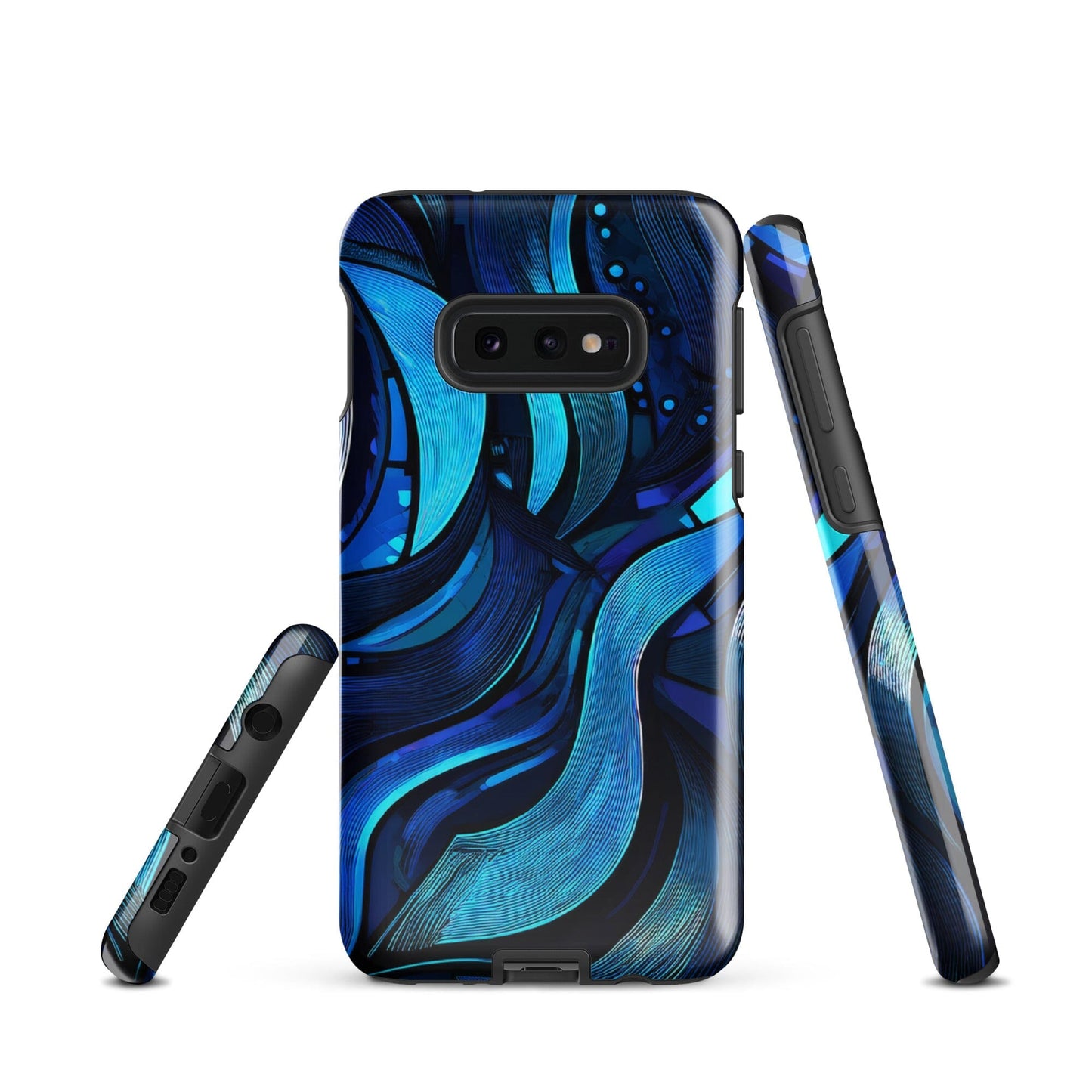Water Swirl Samsung Case - Poetic Blue Geometric Design Savvishly Savvique Glossy Samsung Galaxy S10e 
