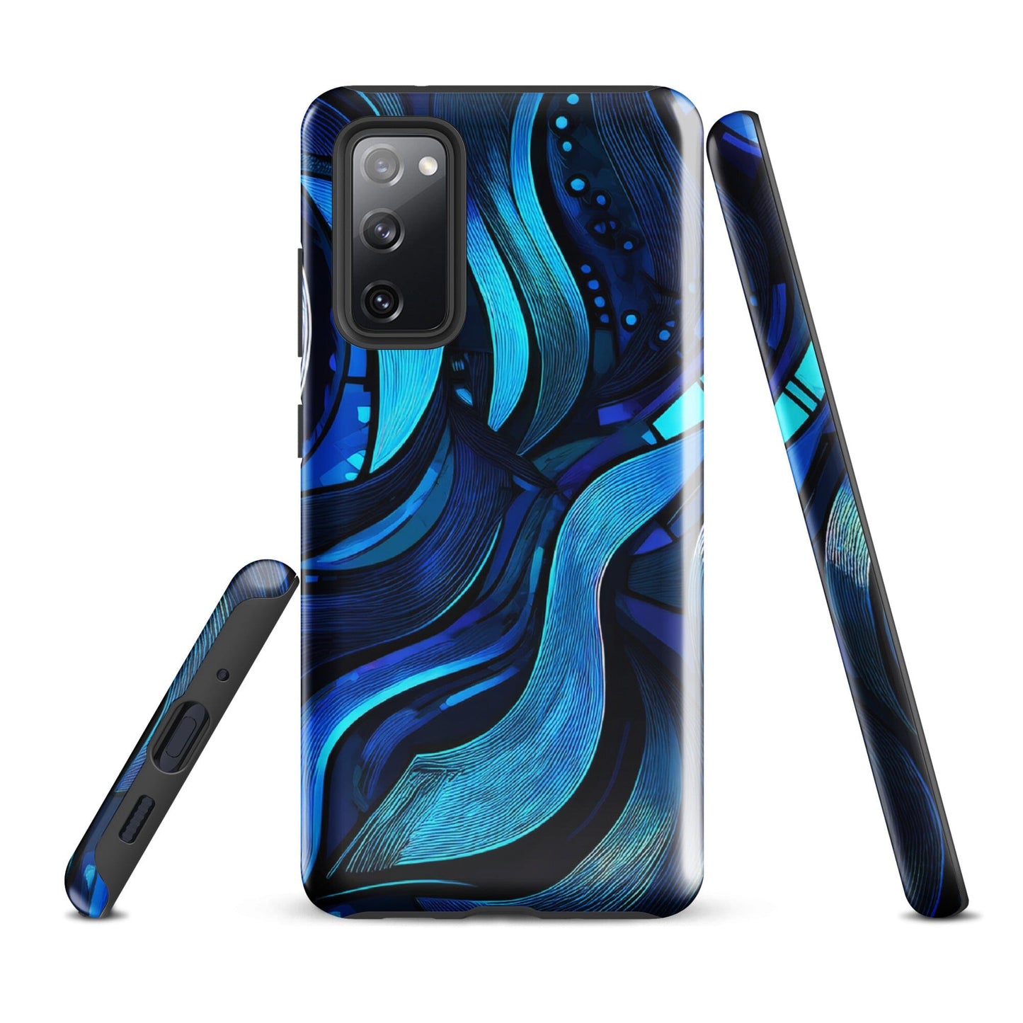 Water Swirl Samsung Case - Poetic Blue Geometric Design Savvishly Savvique Glossy Samsung Galaxy S20 FE 