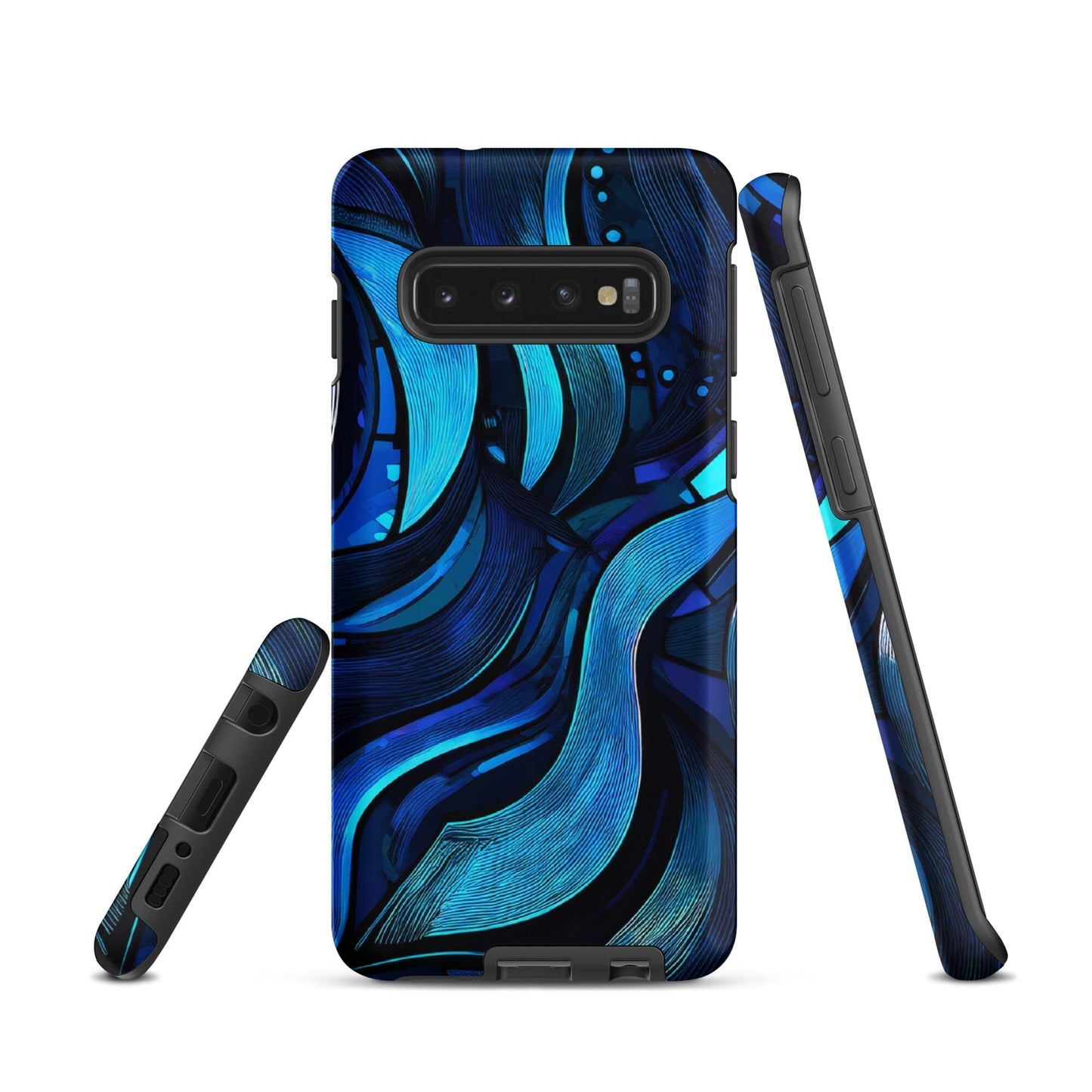 Water Swirl Samsung Case - Poetic Blue Geometric Design Savvishly Savvique Matte Samsung Galaxy S10 