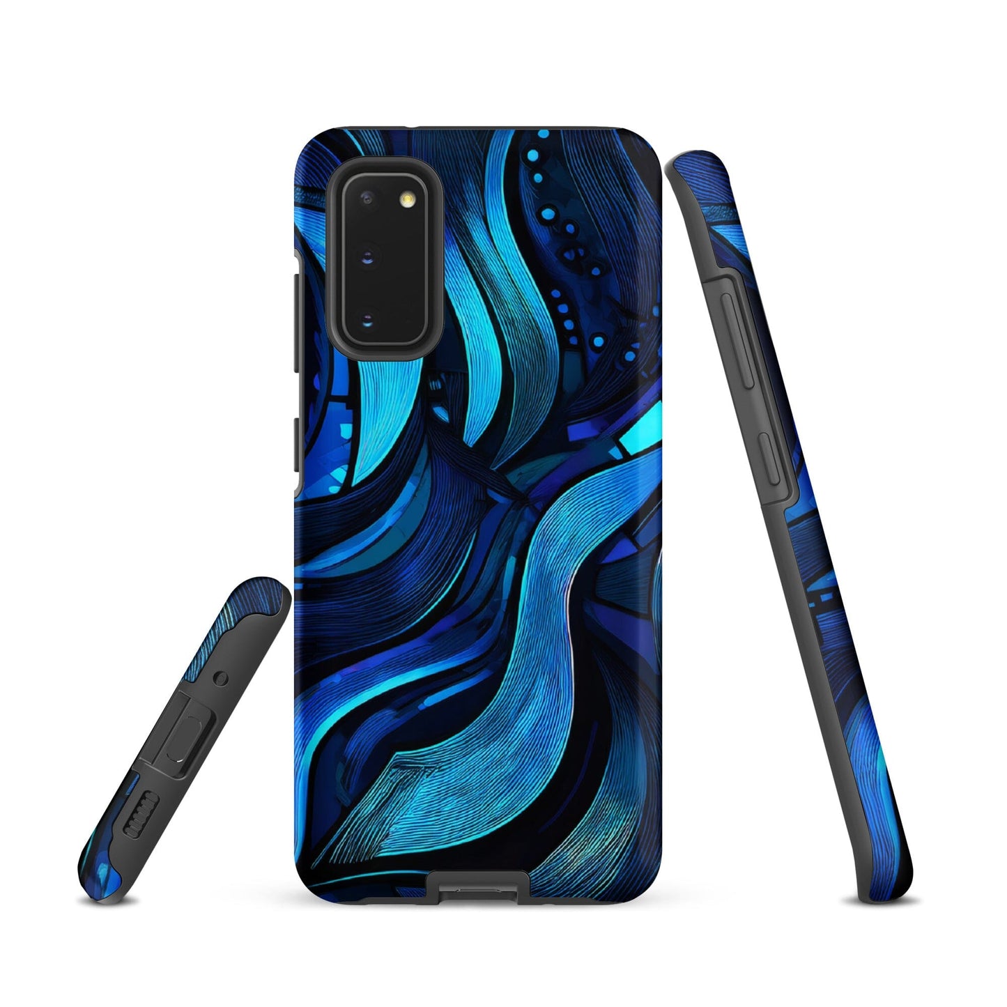 Water Swirl Samsung Case - Poetic Blue Geometric Design Savvishly Savvique Matte Samsung Galaxy S20 