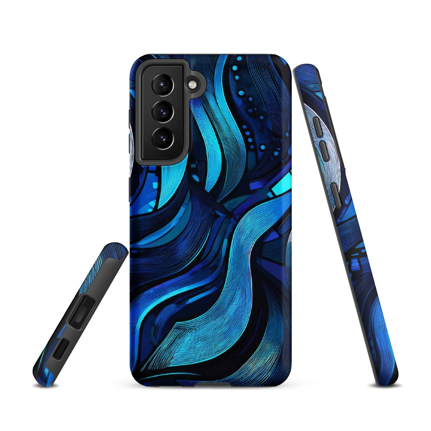 Water Swirl Samsung Case - Poetic Blue Geometric Design Savvishly Savvique Matte Samsung Galaxy S21 