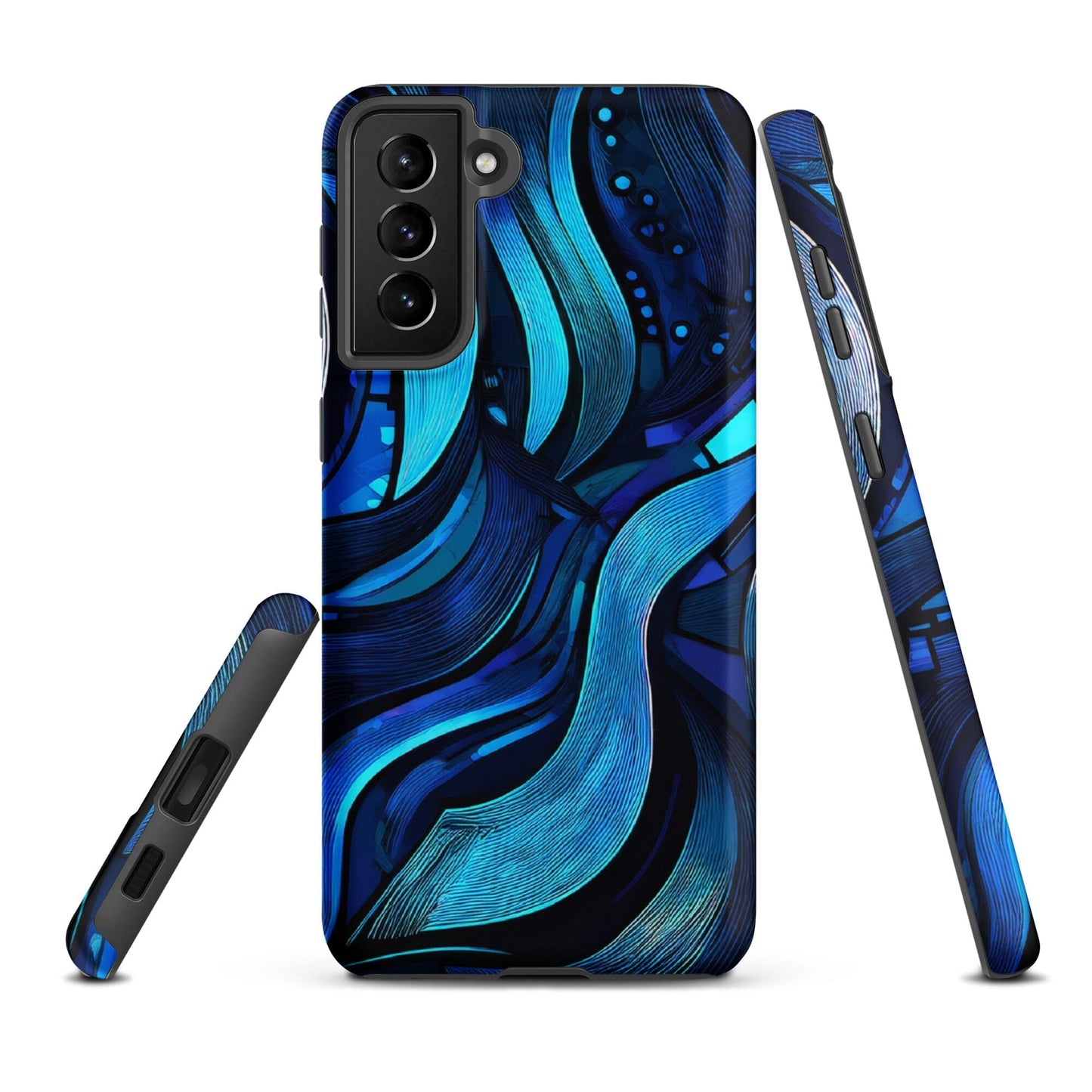 Water Swirl Samsung Case - Poetic Blue Geometric Design Savvishly Savvique Matte Samsung Galaxy S21 Plus 