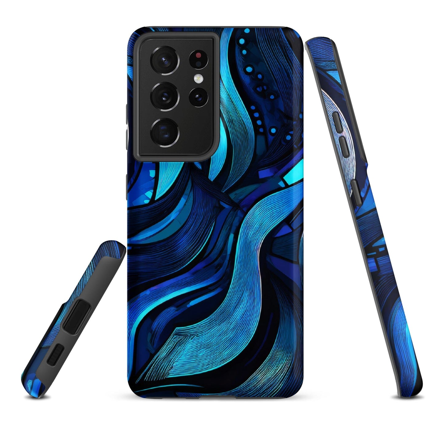 Water Swirl Samsung Case - Poetic Blue Geometric Design Savvishly Savvique Matte Samsung Galaxy S21 Ultra 