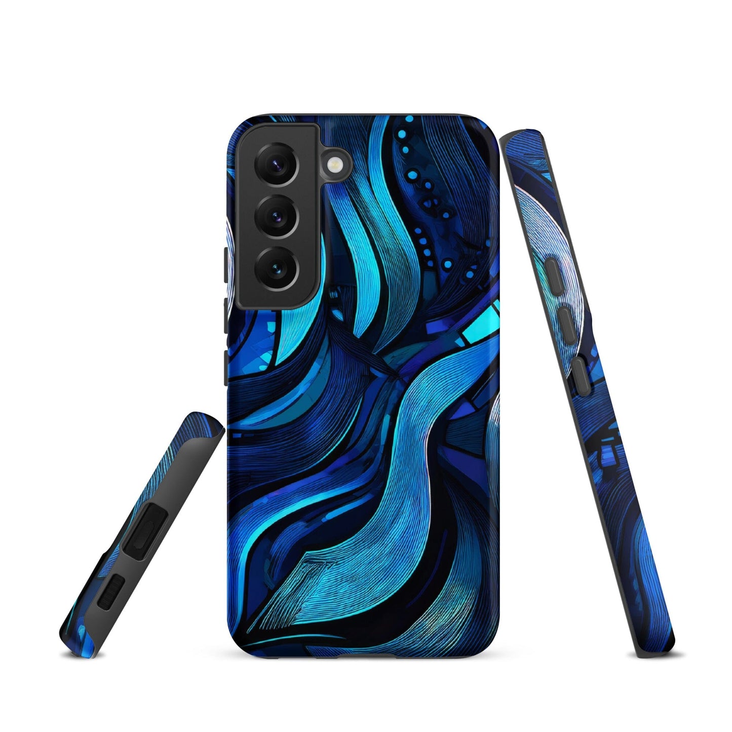 Water Swirl Samsung Case - Poetic Blue Geometric Design Savvishly Savvique Matte Samsung Galaxy S22 