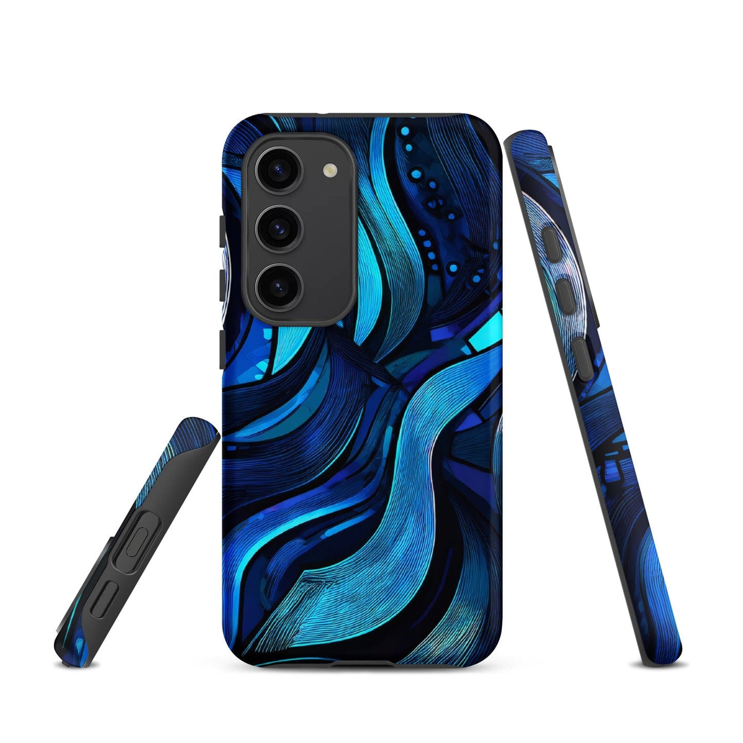 Water Swirl Samsung Case - Poetic Blue Geometric Design Savvishly Savvique Matte Samsung Galaxy S23 