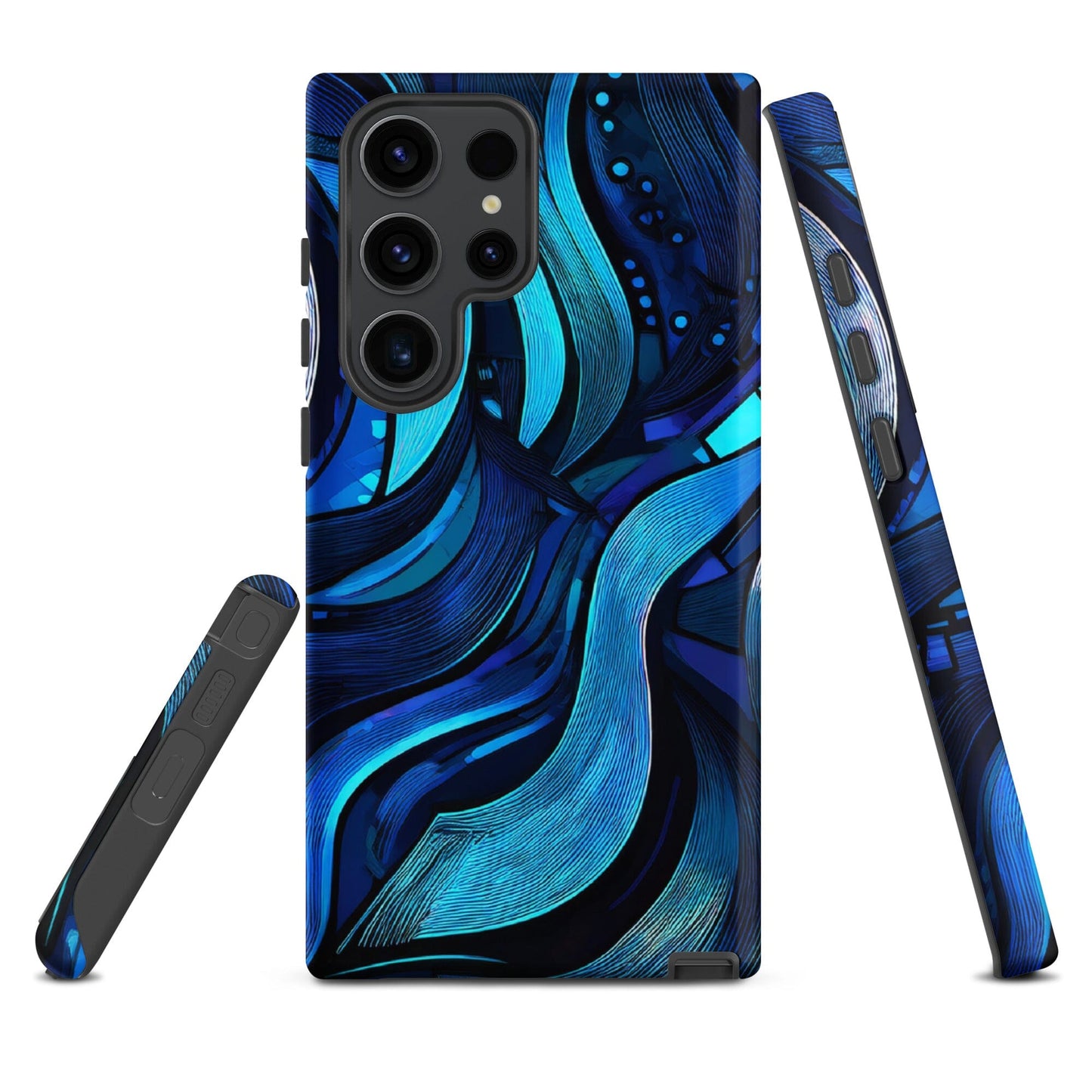 Water Swirl Samsung Case - Poetic Blue Geometric Design Savvishly Savvique Matte Samsung Galaxy S23 Ultra 