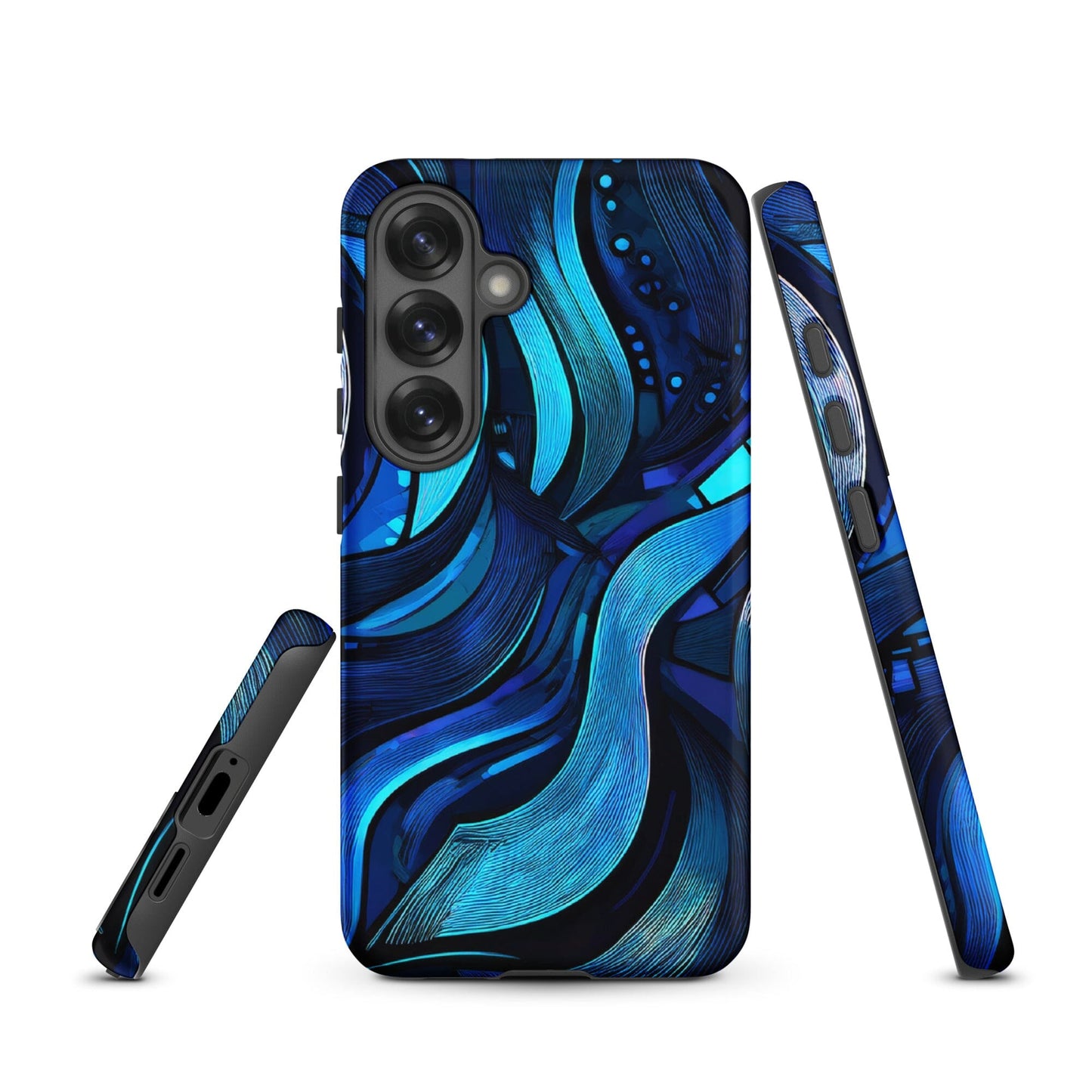 Water Swirl Samsung Case - Poetic Blue Geometric Design Savvishly Savvique Matte Samsung Galaxy S25 