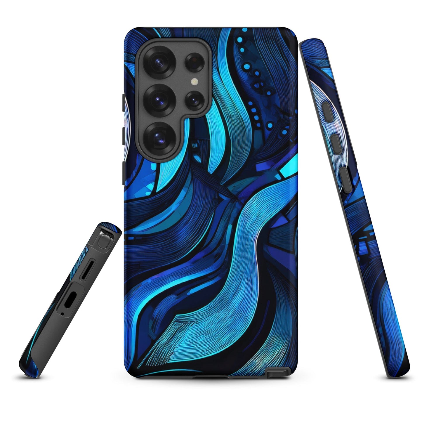 Water Swirl Samsung Case - Poetic Blue Geometric Design Savvishly Savvique Matte Samsung Galaxy S25 Ultra 