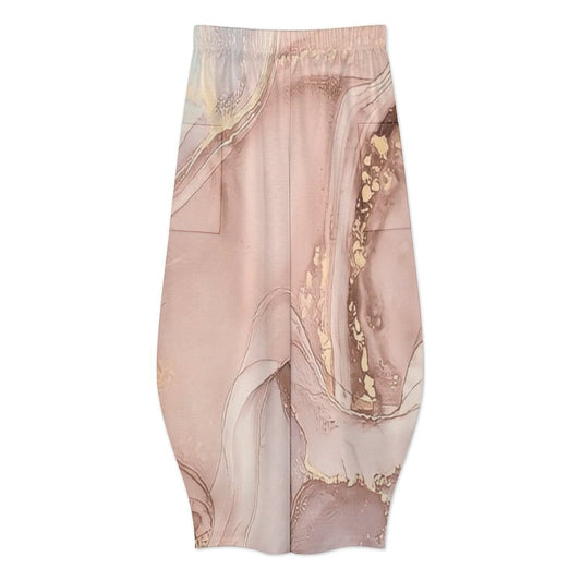 Wide Leg Harem Pants - Dusty Pink Marble & Gold Pants . Savvishly Savvique 