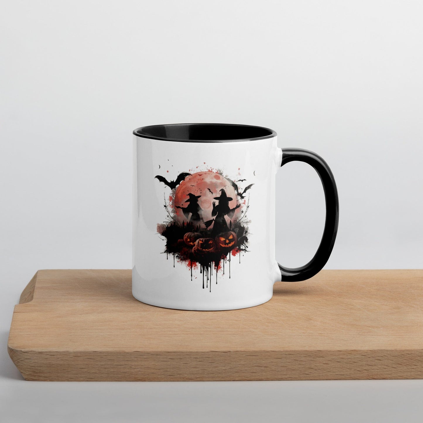 Witchin' Around in the Dark - Halloween Mug with Colorful Interior mug Savvishly Savvique Black 