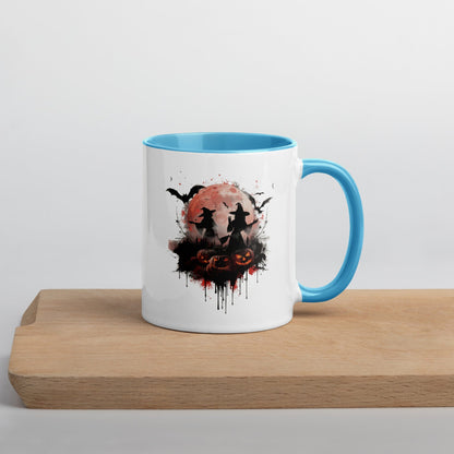Witchin' Around in the Dark - Halloween Mug with Colorful Interior mug Savvishly Savvique Blue 