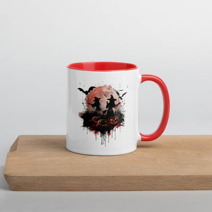 Witchin' Around in the Dark - Halloween Mug with Colorful Interior mug Savvishly Savvique Red 