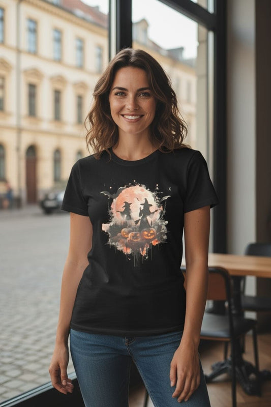 Witchin' Around in the Dark - Women's Halloween T-Shirt T-Shirts Savvishly Savvique 