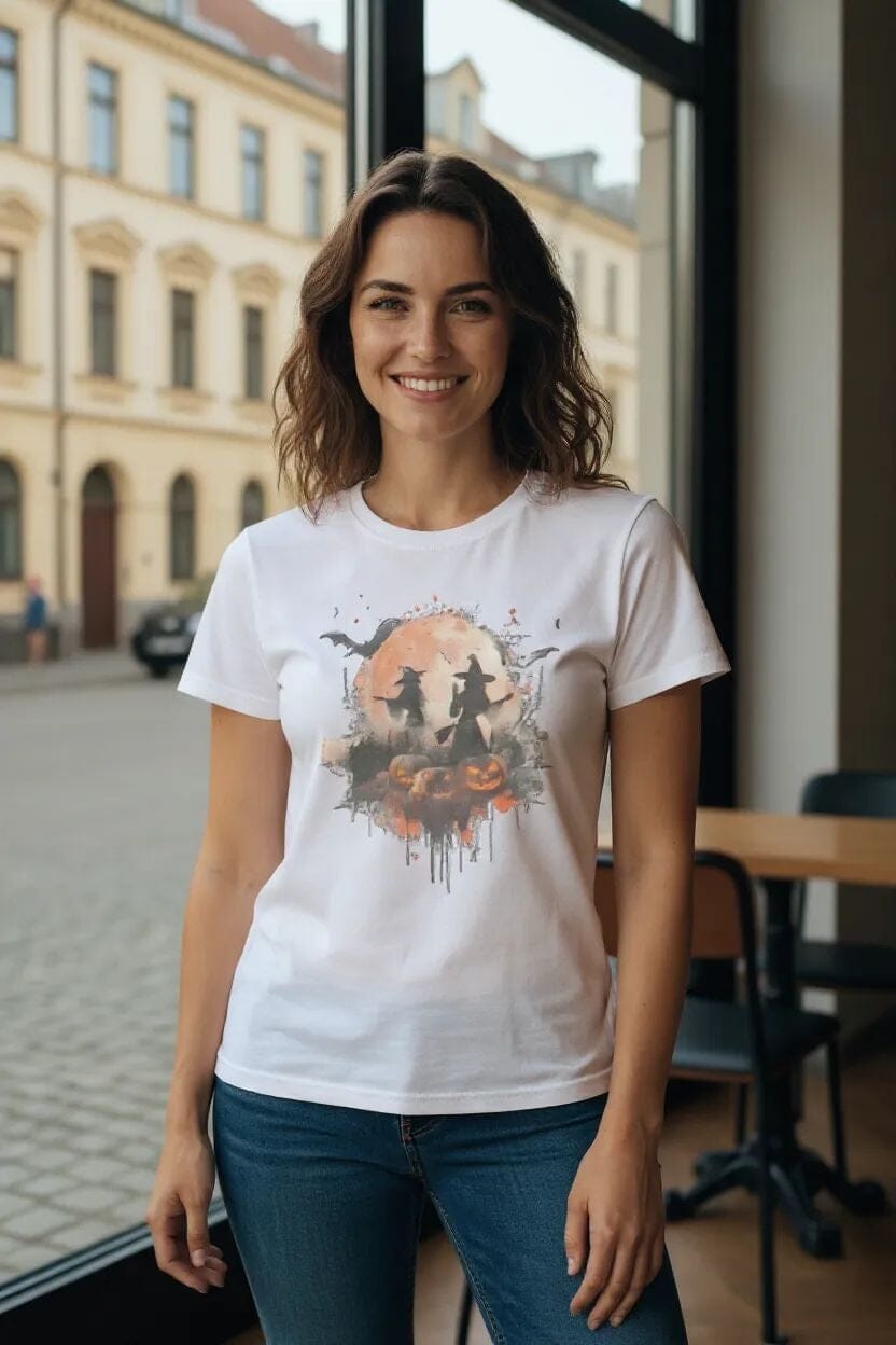 Witchin' Around in the Dark - Women's Halloween T-Shirt T-Shirts Savvishly Savvique 