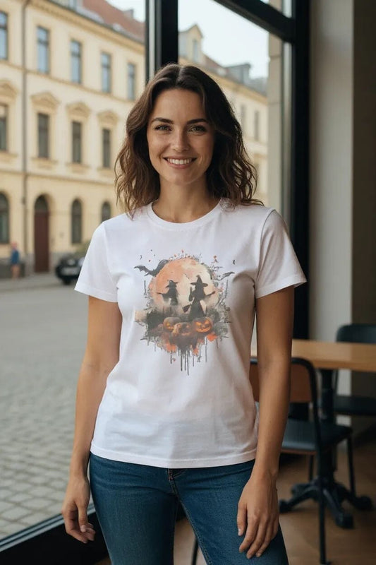 Witchin' Around in the Dark - Women's Halloween T-Shirt T-Shirts Savvishly Savvique 