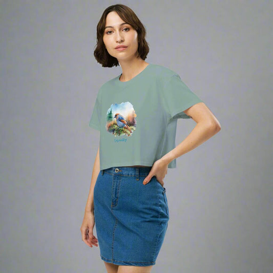 Women's Colorful Bird Crop Top - Vibrant Statement Piece Clothing Savvishly Savvique 