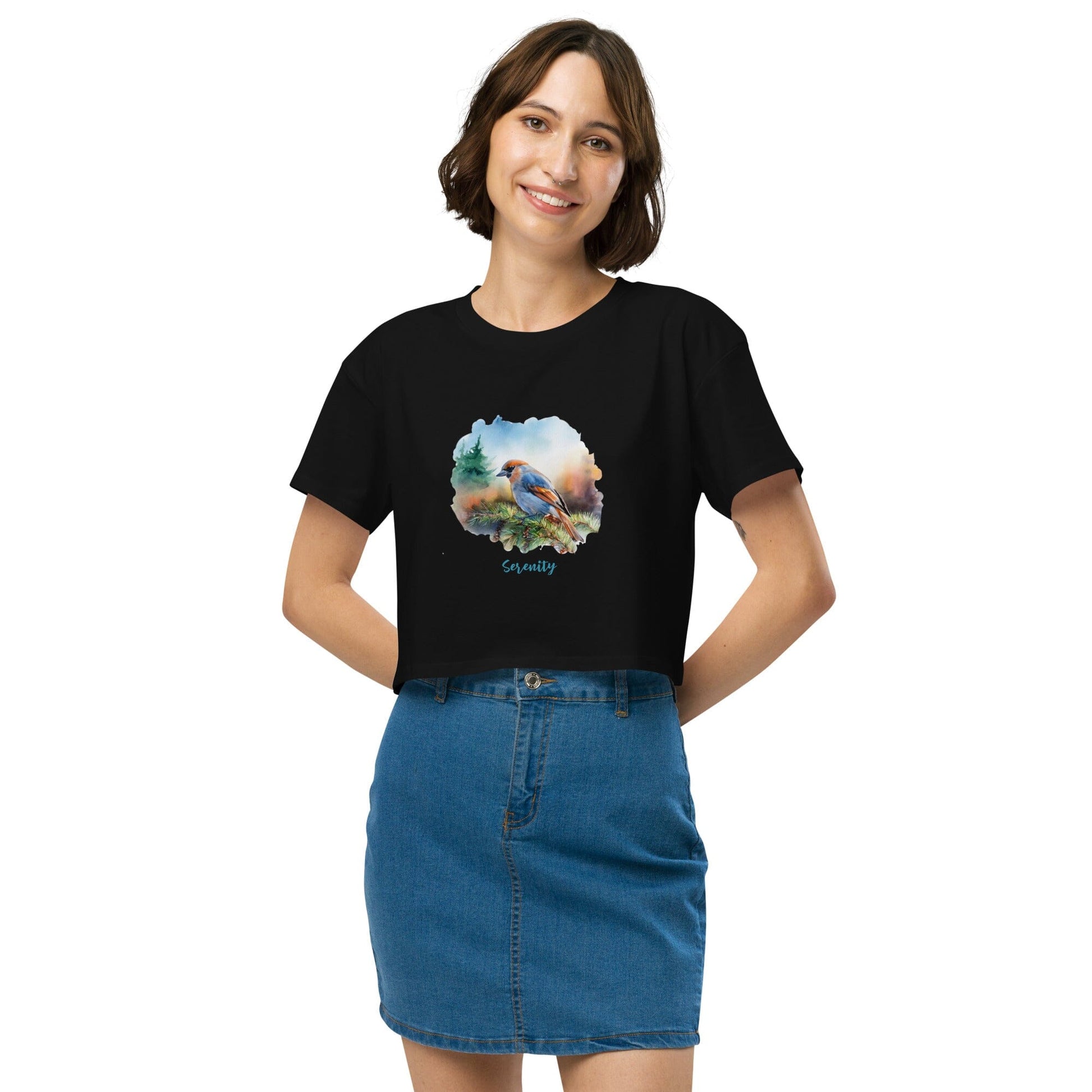 Women's Colorful Bird Crop Top - Vibrant Statement Piece Clothing Savvishly Savvique Black XS 