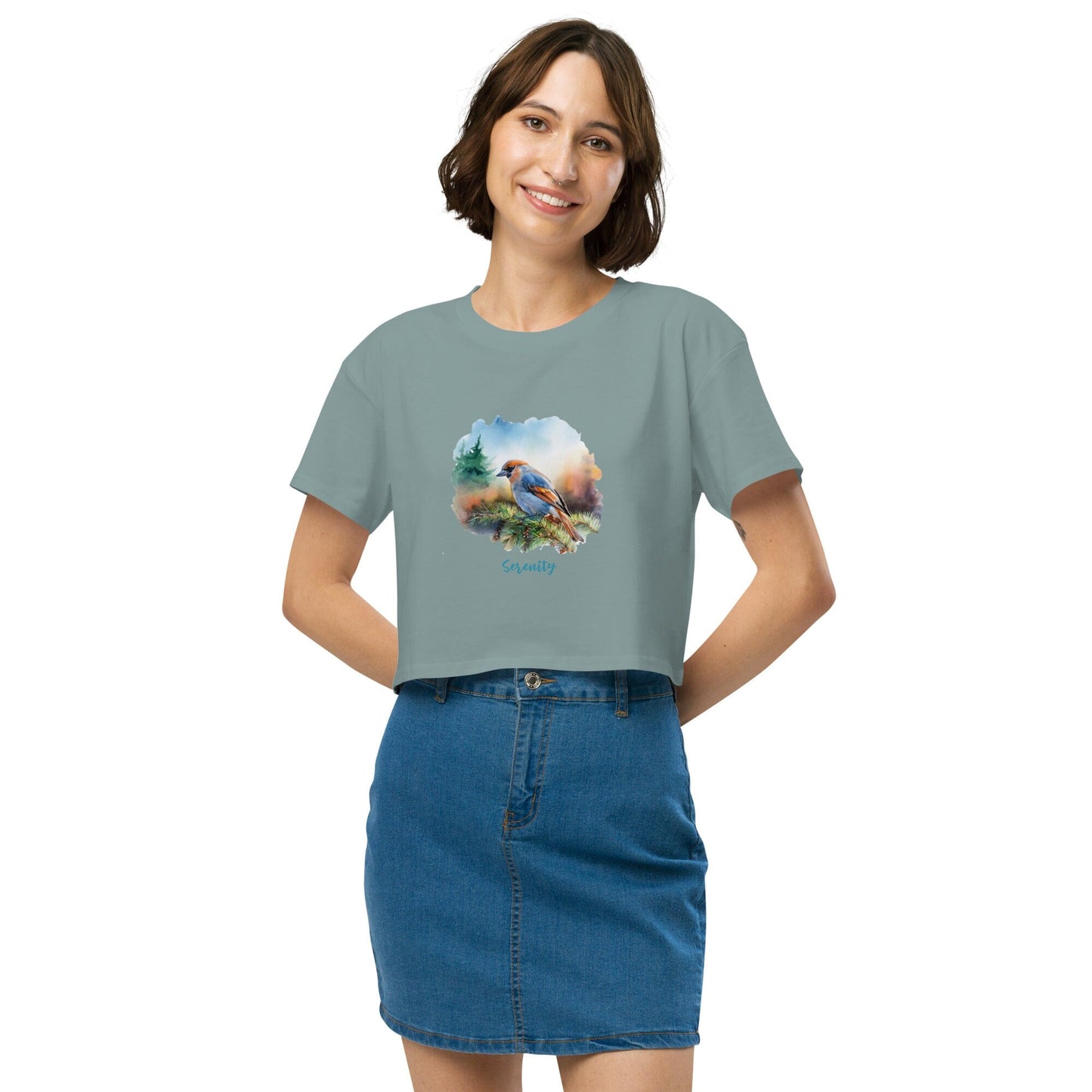 Women's Colorful Bird Crop Top - Vibrant Statement Piece Clothing Savvishly Savvique Mineral XS 