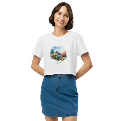 Women's Colorful Bird Crop Top - Vibrant Statement Piece Clothing Savvishly Savvique White XS 
