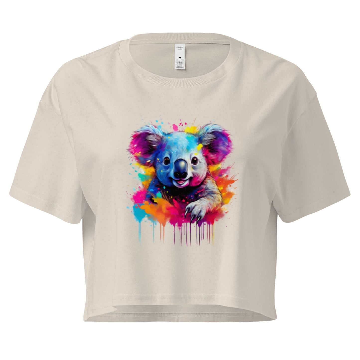 Women's Koala Crop Top - Adorable Australian Animal Design Clothing Savvishly Savvique Bone XS 