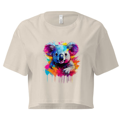 Women's Koala Crop Top - Adorable Australian Animal Design Clothing Savvishly Savvique Bone XS 
