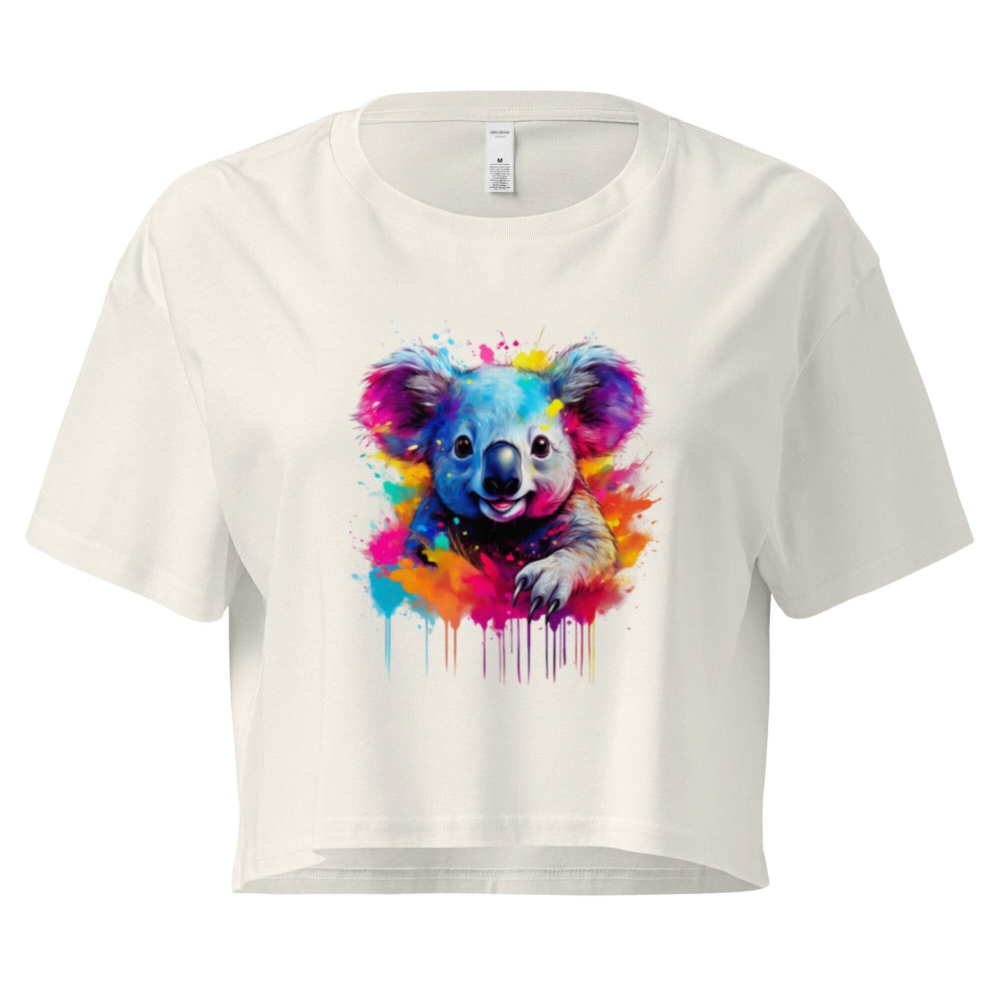 Women's Koala Crop Top - Adorable Australian Animal Design Clothing Savvishly Savvique Ecru XS 
