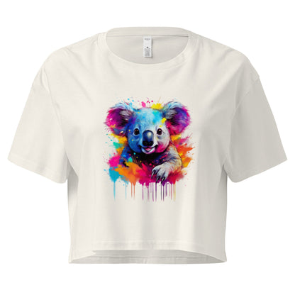 Women's Koala Crop Top - Adorable Australian Animal Design Clothing Savvishly Savvique Ecru XS 