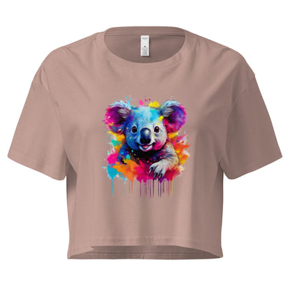 Women's Koala Crop Top - Adorable Australian Animal Design Clothing Savvishly Savvique Hazy Pink XS 