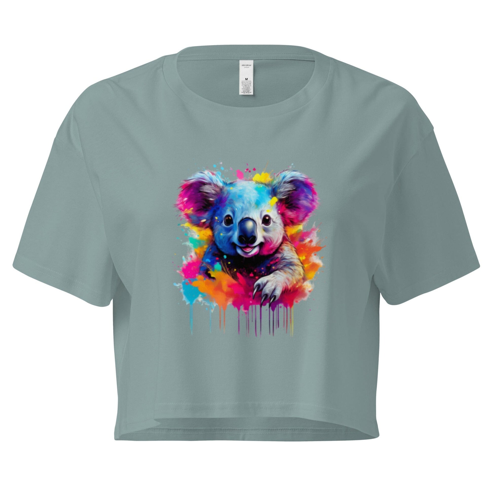 Women's Koala Crop Top - Adorable Australian Animal Design Clothing Savvishly Savvique Mineral XS 