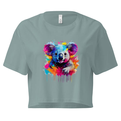 Women's Koala Crop Top - Adorable Australian Animal Design Clothing Savvishly Savvique Mineral XS 
