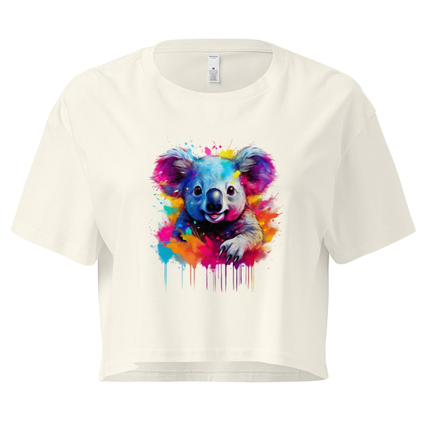 Women's Koala Crop Top - Adorable Australian Animal Design Clothing Savvishly Savvique Natural XS 