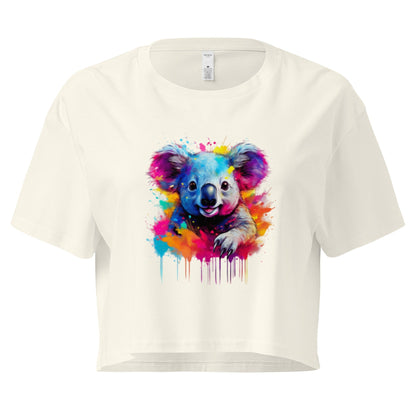 Women's Koala Crop Top - Adorable Australian Animal Design Clothing Savvishly Savvique Natural XS 