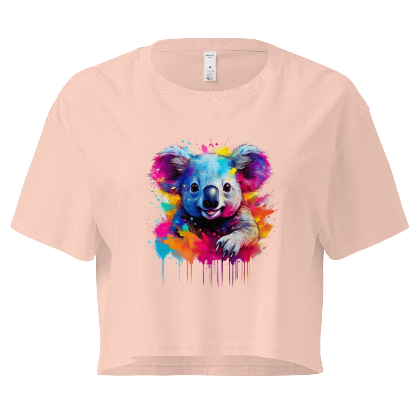 Women's Koala Crop Top - Adorable Australian Animal Design Clothing Savvishly Savvique Pale Pink XS 