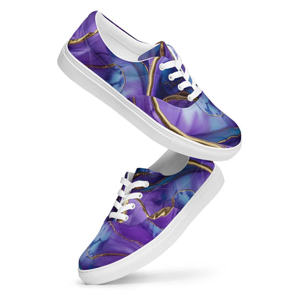Women's Lace-Up Canvas Shoes - Purple & Gold Design Women's Canvas Shoes Savvishly Savvique 