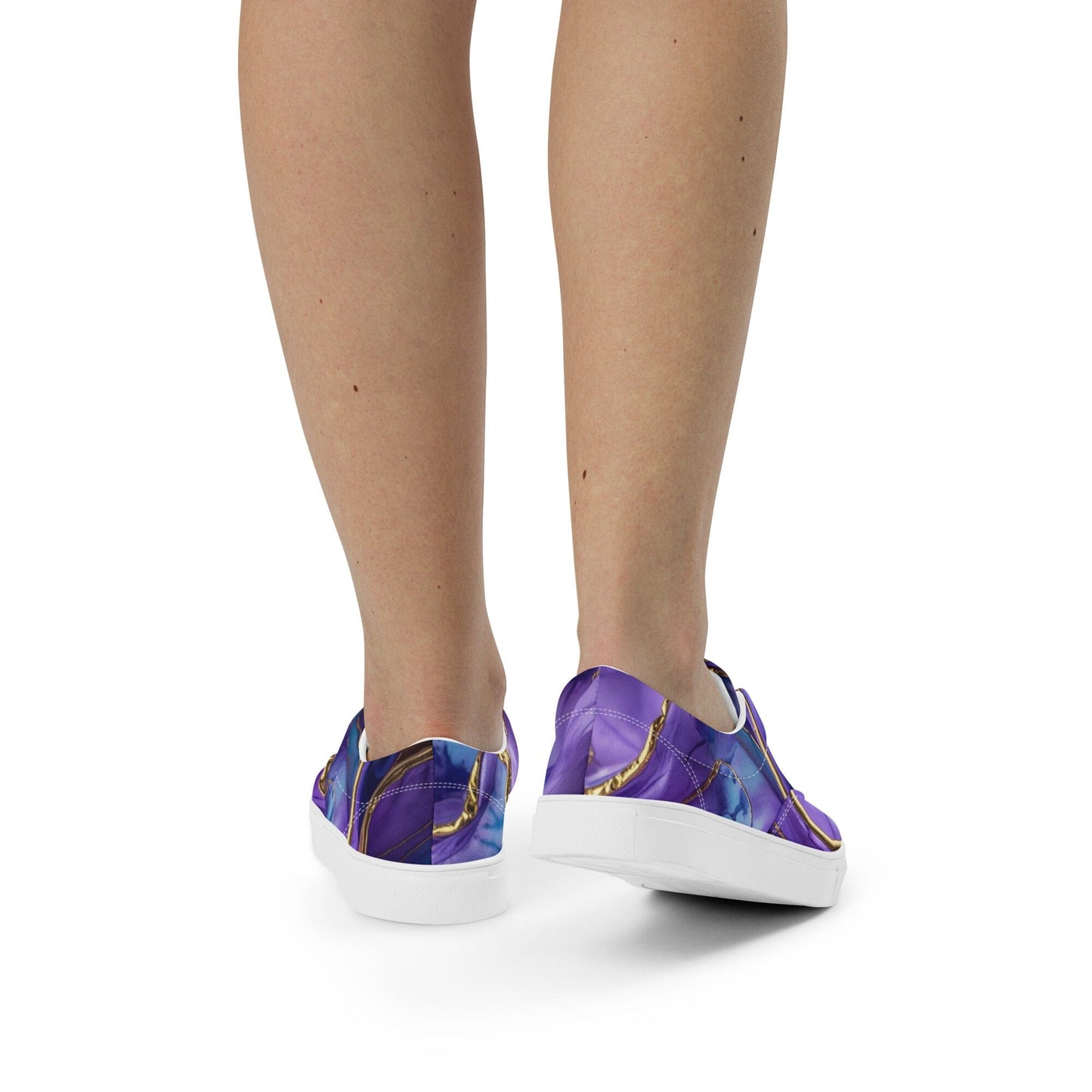 Women's Lace-Up Canvas Shoes - Purple & Gold Design Women's Canvas Shoes Savvishly Savvique 
