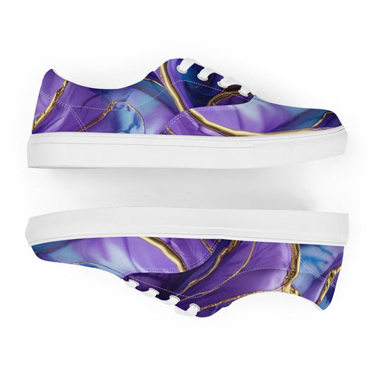 Women's Lace-Up Canvas Shoes - Purple & Gold Design Women's Canvas Shoes Savvishly Savvique 