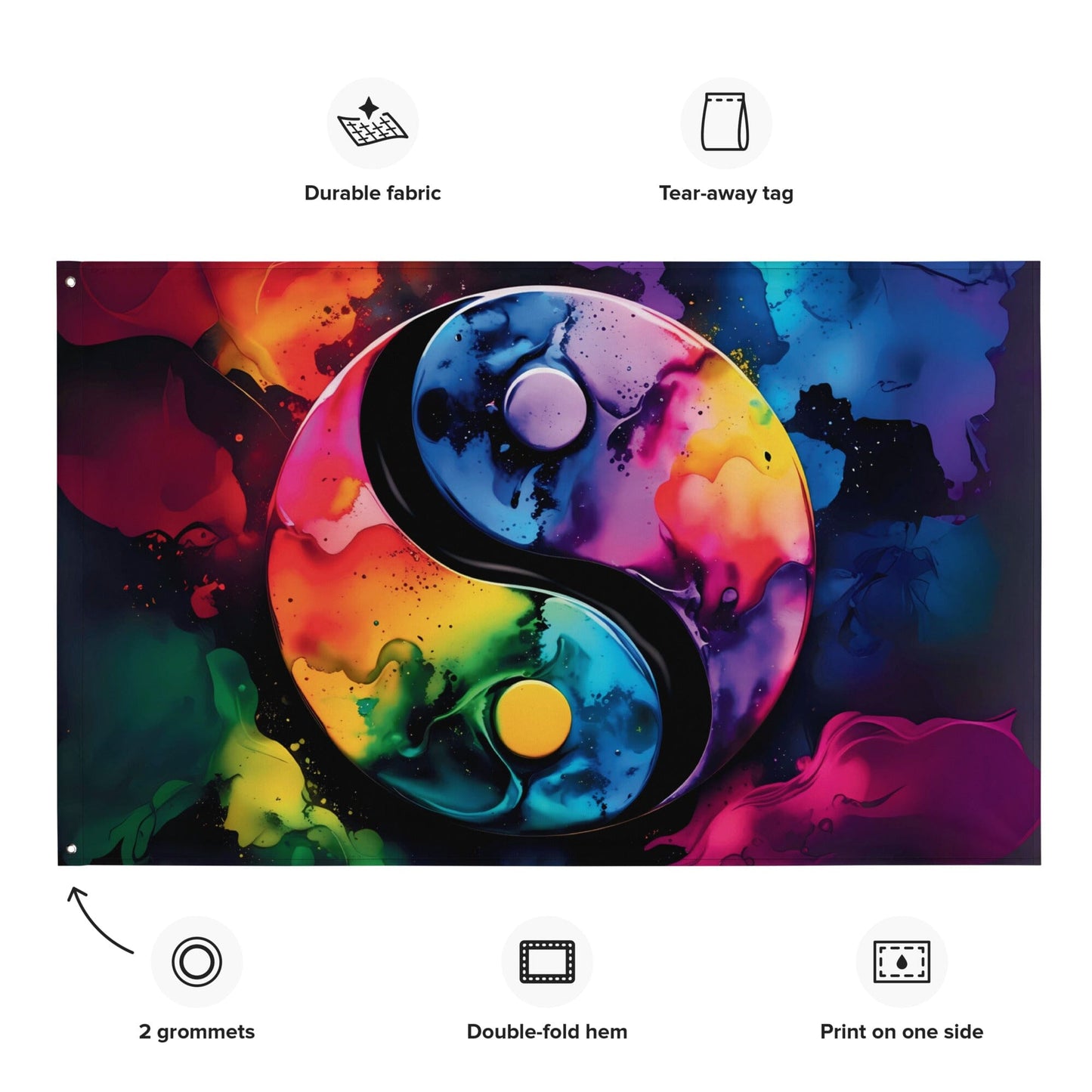 Yin & Yang - multicoloured Tapestry/wall hanging Wall Art Savvishly Savvique 