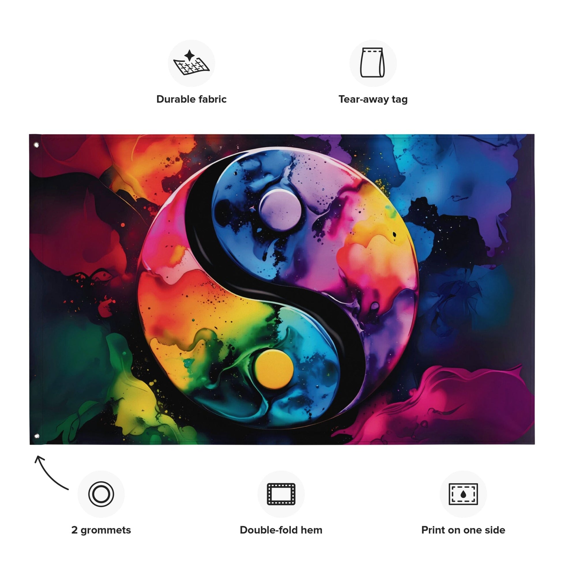 Yin & Yang - multicoloured Tapestry/wall hanging Wall Art Savvishly Savvique 